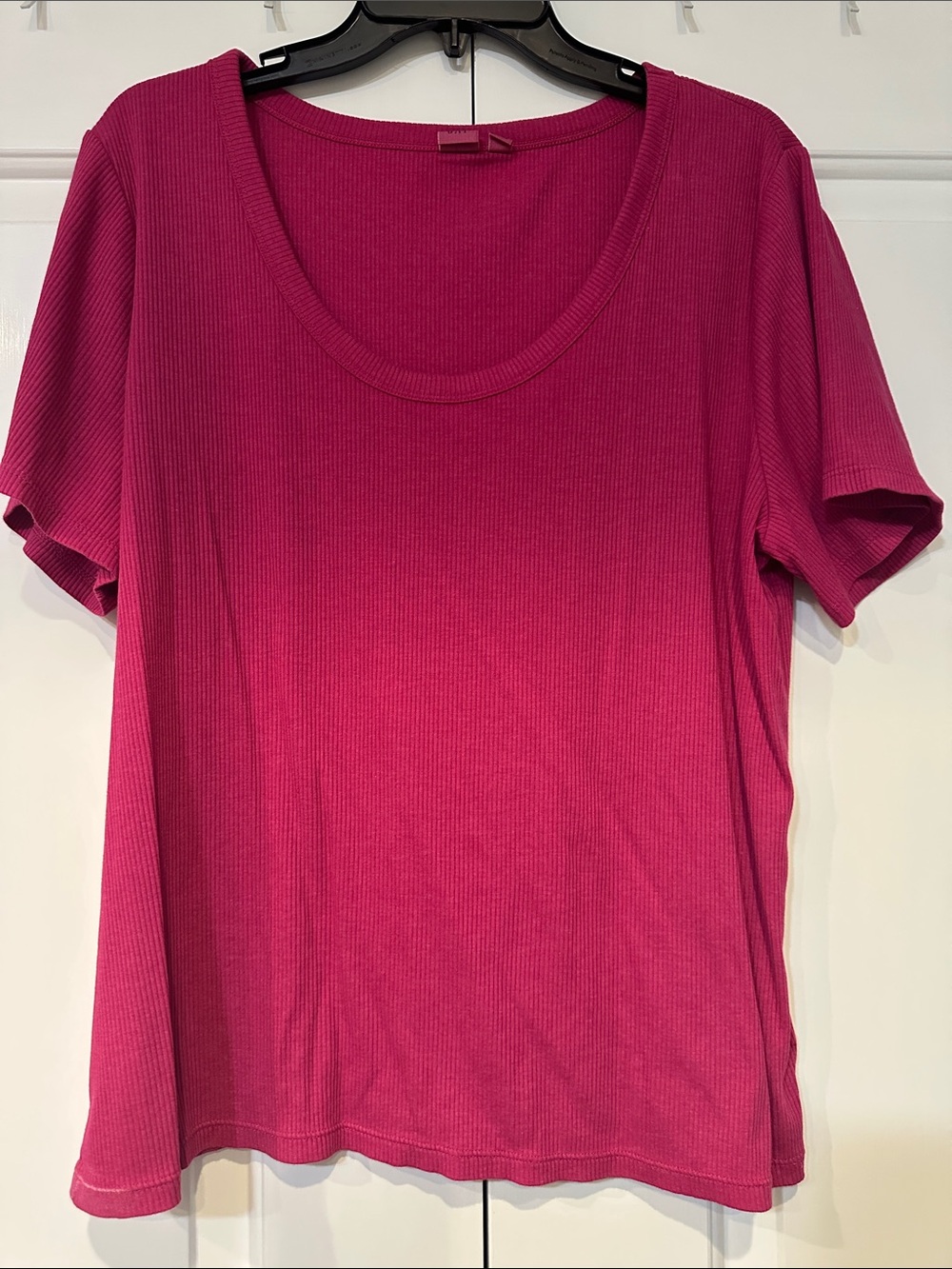 GAP Ribbed Scoop Neck Short Sleeve Top - Fuchsia
